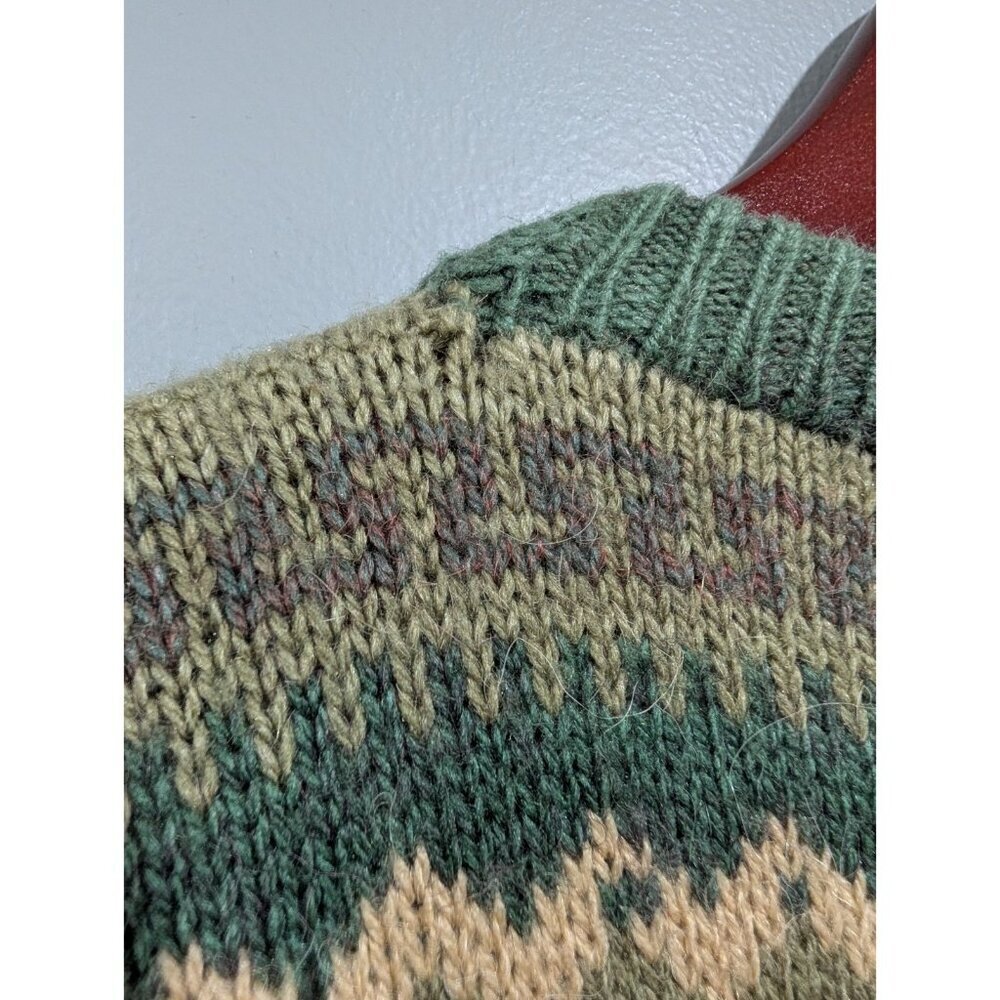 ARTESANIAS Los Incas Alpaca Sweater Pullover Green Tan Striped Long Sleeve Sz M? - Picture 8 of 16
